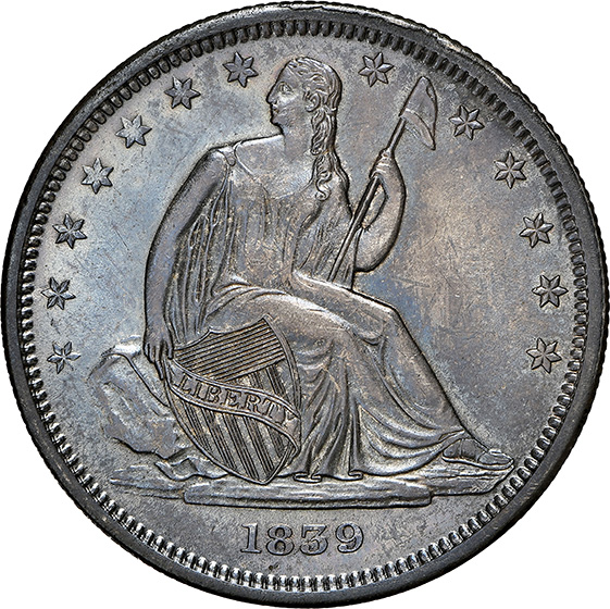 Picture of 1839 LIBERTY SEATED 50C, NO DRAPERY MS66 