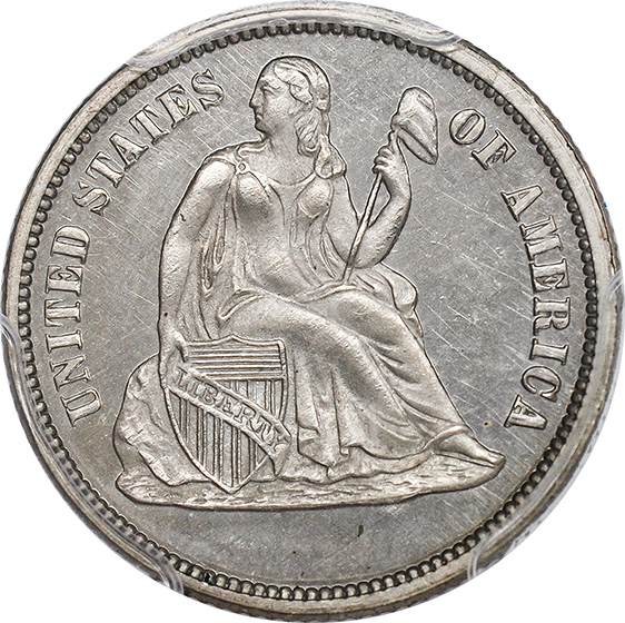 Picture of 1869 SEATED 10C J-717a PR65 Cameo