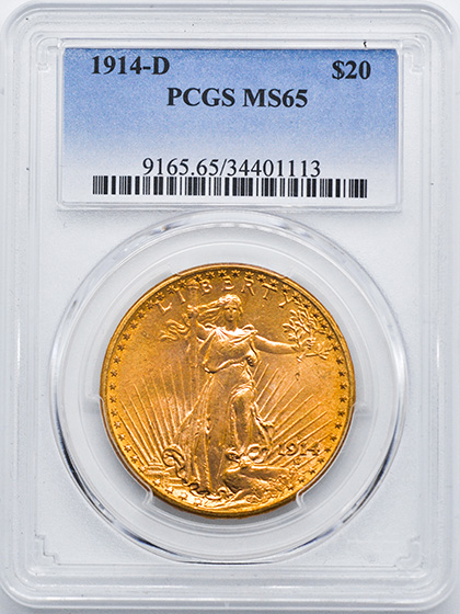 Picture of 1914-D ST. GAUDENS $20 MS65 