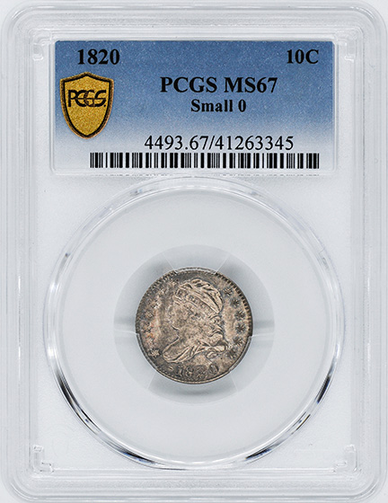 Picture of 1820 CAPPED BUST 10C, SMALL 0 MS67 