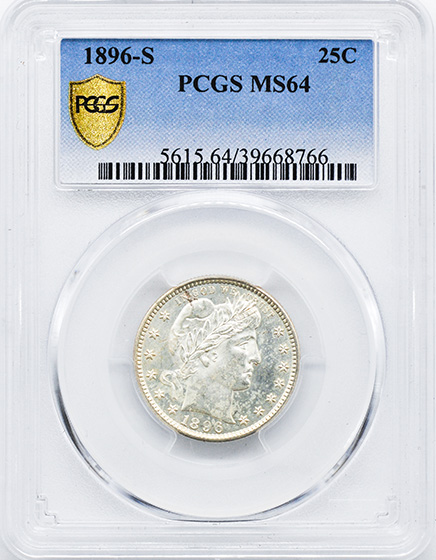 Picture of 1896-S BARBER 25C MS64 