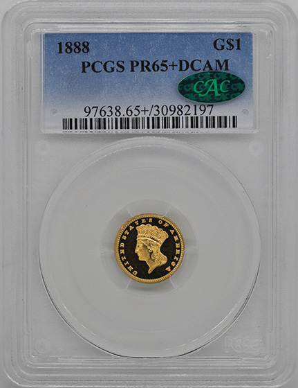 Picture of 1888 GOLD G$1, TYPE 3 PR65+ Deep Cameo