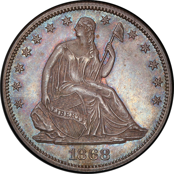 Picture of 1868 LIBERTY SEATED 50C, MOTTO MS65 