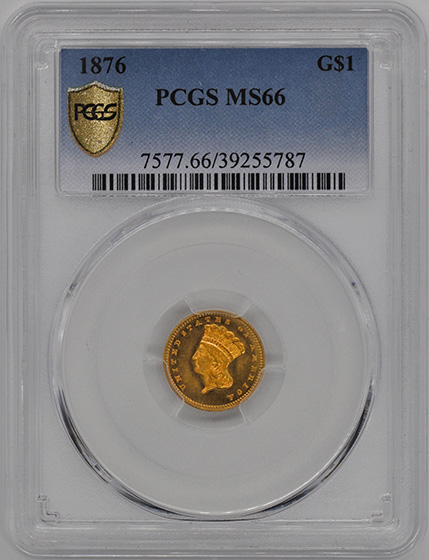 Picture of 1876 GOLD G$1, TYPE 3 MS66 