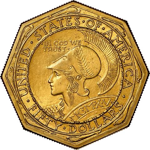 Picture of 1915-S GOLD $50, PAN-PAC OCTAGONAL MS65 