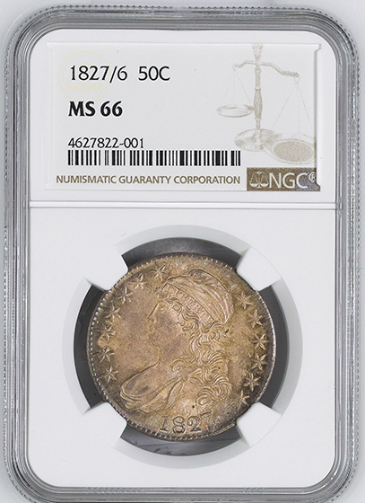 Picture of 1827/6 CAPPED BUST 50C MS66 
