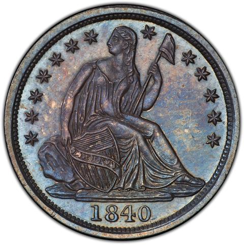 Picture of 1840 LIBERTY SEATED H10C, NO DRAPERY PR65 