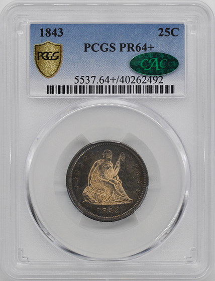 Picture of 1843 LIBERTY SEATED 25C PR64+ 