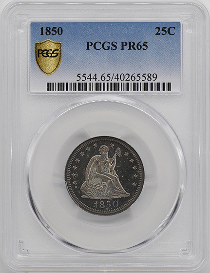 Picture of 1850 LIBERTY SEATED 25C, NO MOTTO PR65 