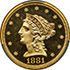 Picture of 1881 LIBERTY HEAD $2.5 PR65+ Deep Cameo