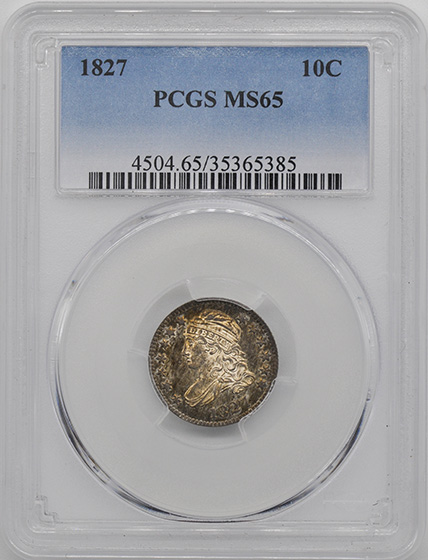 Picture of 1827 CAPPED BUST 10C MS65 