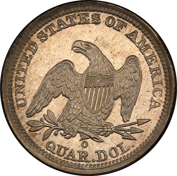 Picture of 1840-O LIBERTY SEATED 25C, DRAPERY MS65 