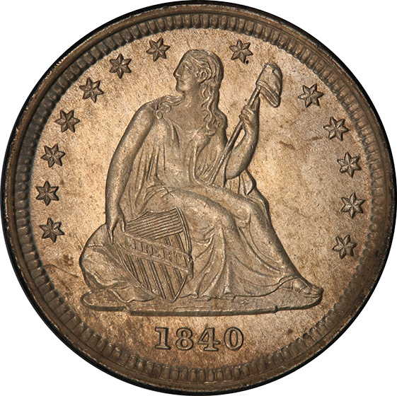 Picture of 1840-O LIBERTY SEATED 25C, DRAPERY MS65 