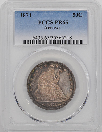Picture of 1874 LIBERTY SEATED 50C, ARROWS PR65 