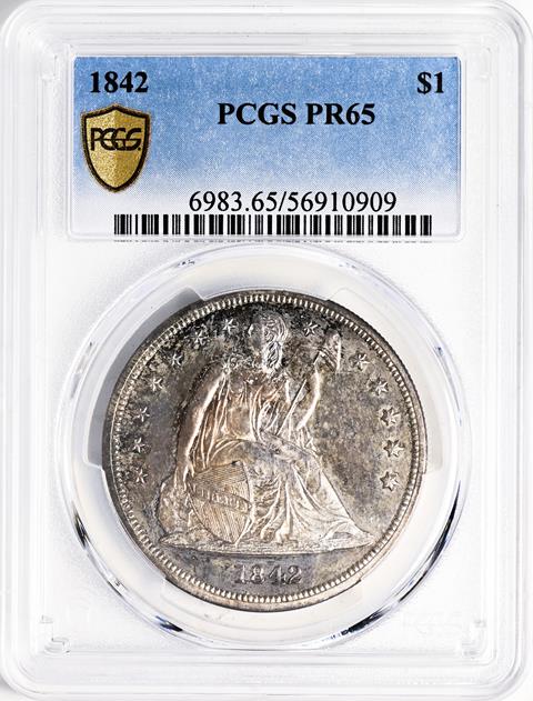 Picture of 1842 LIBERTY SEATED S$1, NO MOTTO PR65 