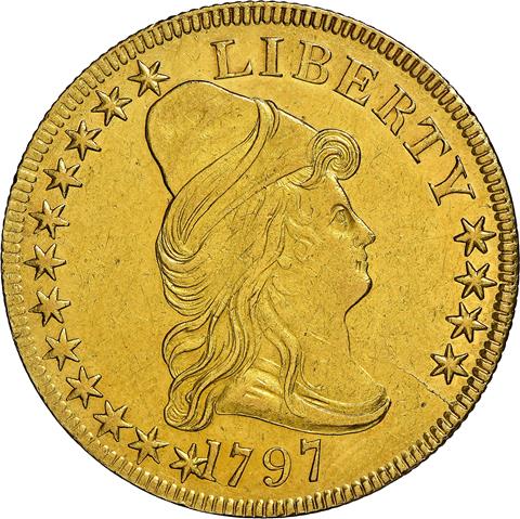 Picture of 1797 DRAPED BUST $10, SMALL EAGLE AU58  Picture of 1797 DRAPED BUST $10, SMALL EAGLE AU58