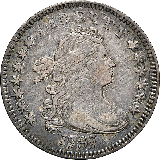 Picture of 1797 DRAPED BUST 10C, 13 STARS AU55 