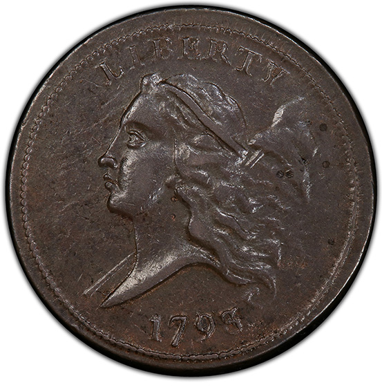 Picture of 1793 LIBERTY CAP 1/2, TYPE 1 FACING LEFT AU50 Brown