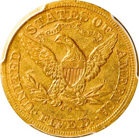 1870-CC LIBERTY $5 MS45