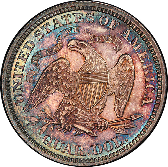 Picture of 1868 LIBERTY SEATED 25C, MOTTO MS66 