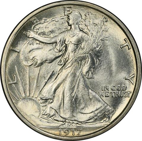 1917-S WALKING LIBERTY 50C