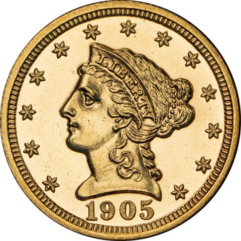 Picture of 1905 LIBERTY HEAD $2.5 PR67+ Cameo