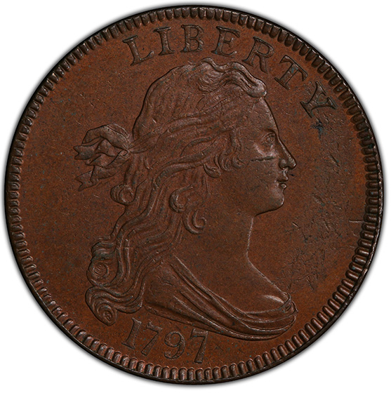 Picture of 1797 DRAPED BUST 1C, REV OF 1797, STEMS MS64 Brown