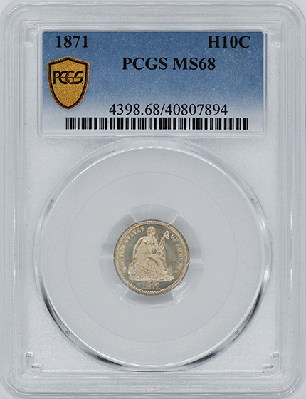 Picture of 1871 LIBERTY SEATED H10C MS68 
