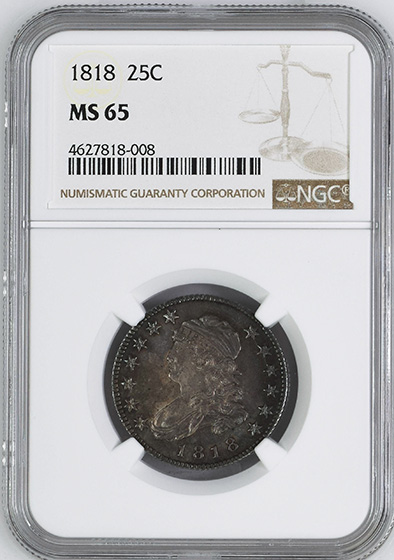 Picture of 1818 CAPPED BUST 25C MS65 