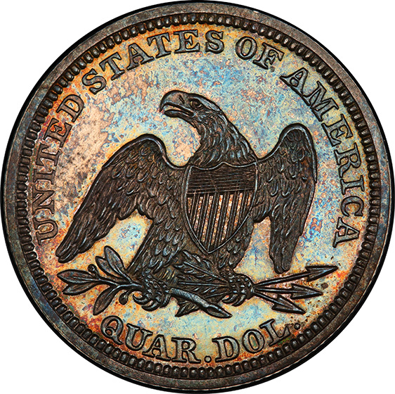 Picture of 1845 LIBERTY SEATED 25C, NO MOTTO PR65 