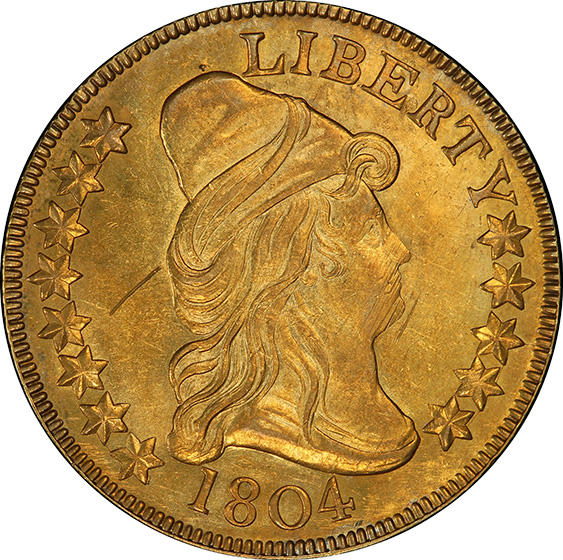 Picture of 1804 DRAPED BUST $10, CROSS 4 MS61 