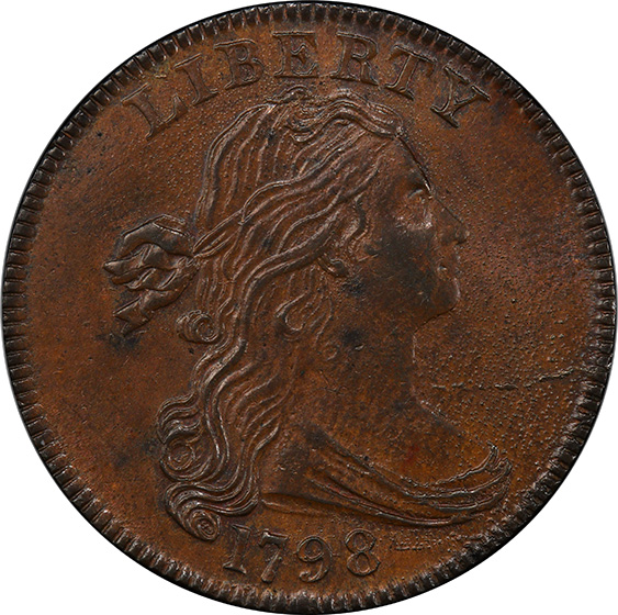 Picture of 1798 DRAPED BUST 1C, 1ST HAIR STYLE MS64 Brown