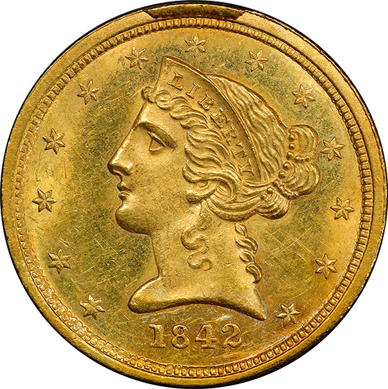 Picture of 1842-C LIBERTY $5, SMALL DATE MS62 