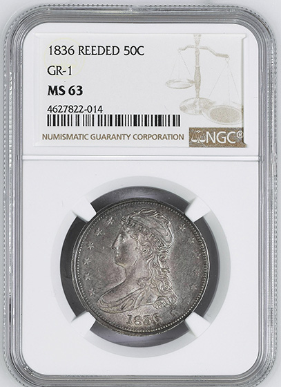 Picture of 1836 CAPPED BUST 50C, REEDED EDGE MS63 