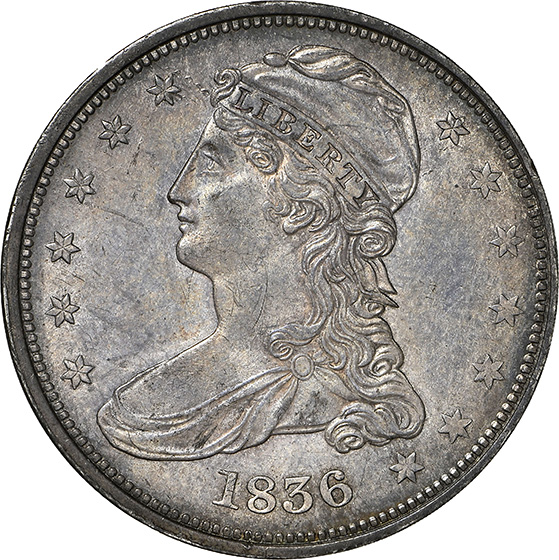 Picture of 1836 CAPPED BUST 50C, REEDED EDGE MS63 