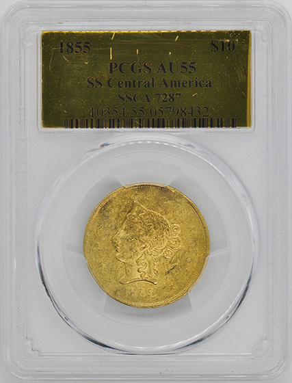 Picture of 1855 WASS MOL $10 AU55 