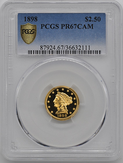 Picture of 1898 LIBERTY HEAD $2.5 PR67 Cameo