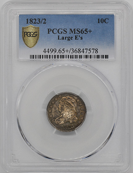 Picture of 1823/2 CAPPED BUST 10C, LARGE E'S MS65+ 