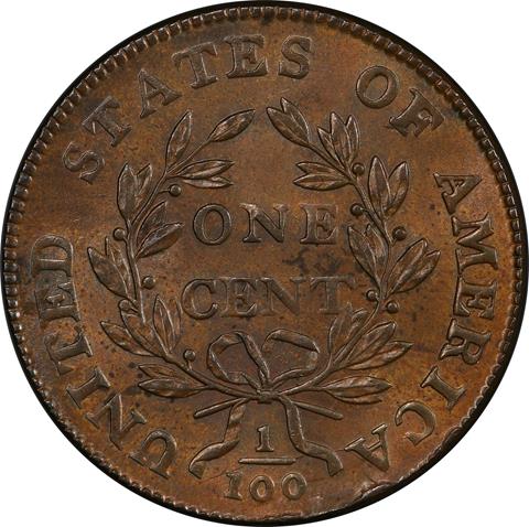 Picture of 1800/79 DRAPED BUST 1C MS63+ Brown