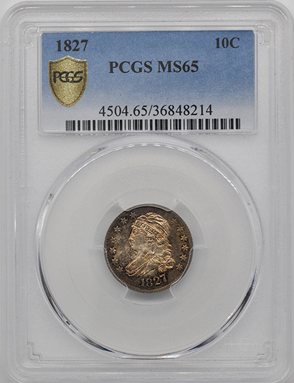 Picture of 1827 CAPPED BUST 10C MS65 