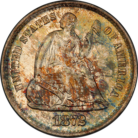 Picture of 1872-S LIBERTY SEATED H10C, MINTMARK BELOW MS68 