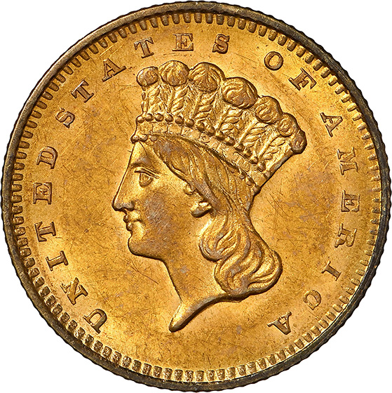 Picture of 1858-S GOLD G$1, TYPE 3 MS62 