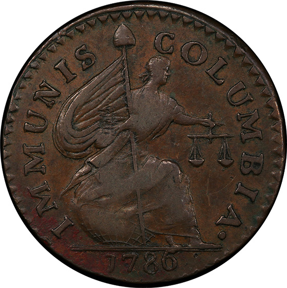 Picture of 1786 COP PAT, SHIELD REV IMMCOL AU50 Brown