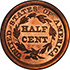 Picture of 1857 BRAIDED HAIR 1/2C PR65 Red Brown