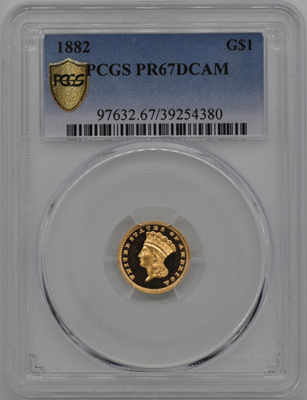 Picture of 1882 GOLD G$1, TYPE 3 PR67 Deep Cameo