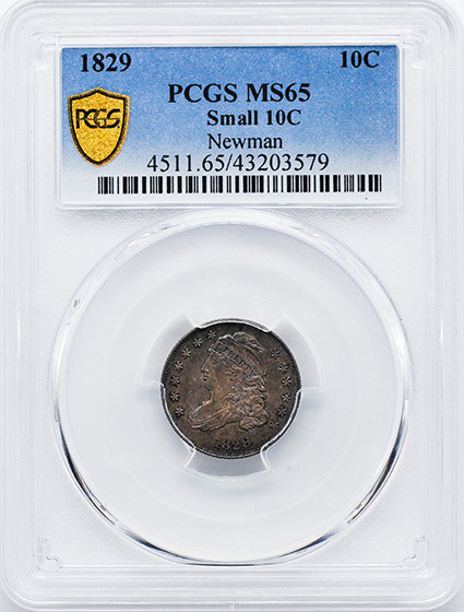 Picture of 1829 CAPPED BUST 10C, SMALL 10C MS65 