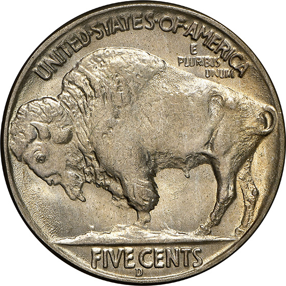 Picture of 1937-D BUFFALO 5C, 3 LEGS MS65 