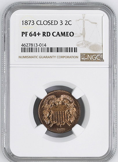 Picture of 1873 2C, CLOSED 3 PR64+ Cameo