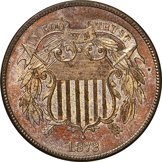 Picture of 1873 2C, CLOSED 3 PR64+ Cameo