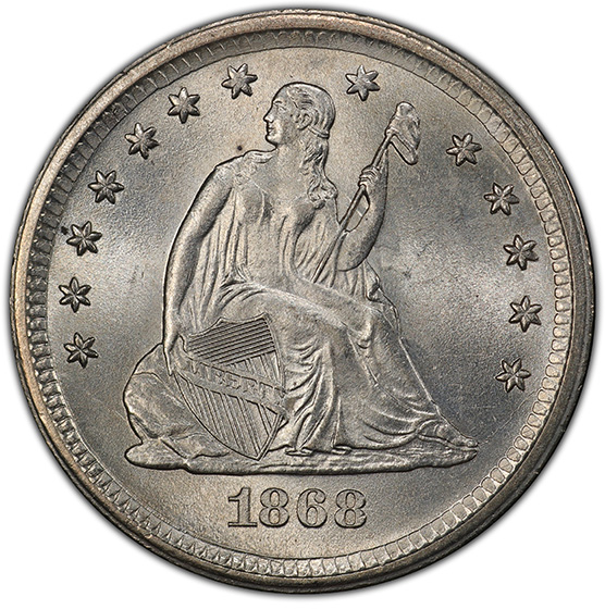 Picture of 1868-S LIBERTY SEATED 25C, MOTTO MS66 